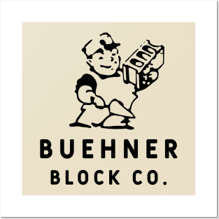 Buehner Block Co. Retro Logo Stacked Posters and Art